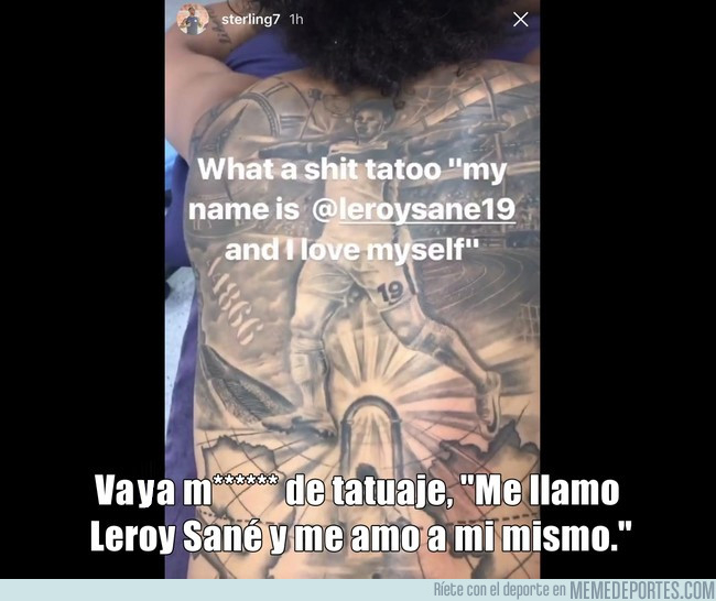 998694 - Sterling bromea en Instagram con el tatuaje de Leroy Sane