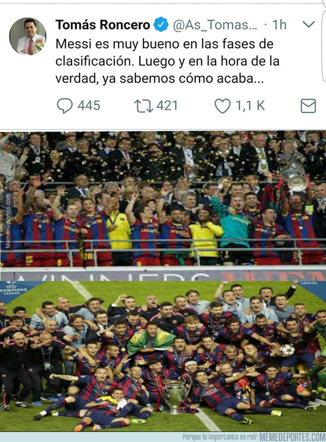 998920 - Y con el tuit de Roncero el Barça tiene su triplete asegurado