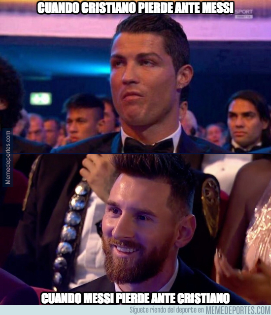 1005281 - La distinta de reacción de Cristiano y Messi cuando pierden en la gala ante su máximo rival