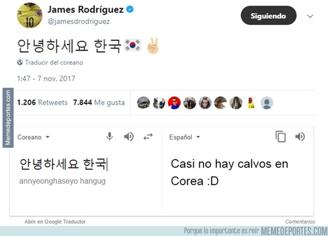 1007025 - Mensaje de James en coreano