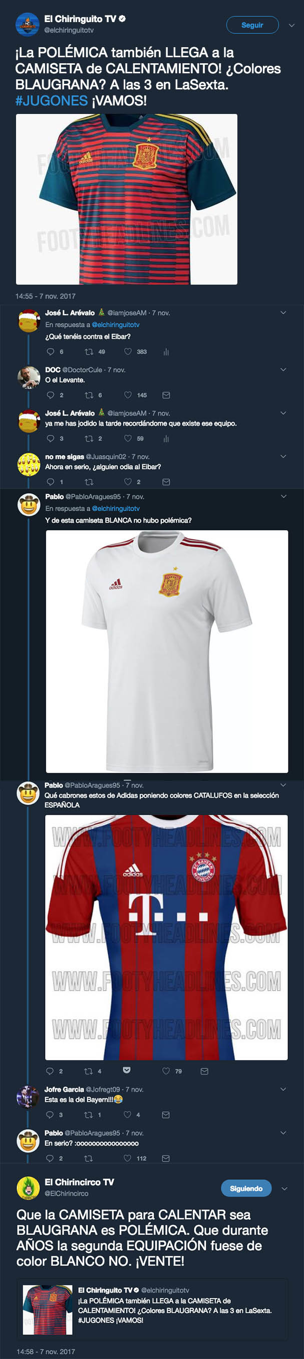 1007123 - 'El Chiringuito' crea polémica con la camiseta de entrenamiento de España al ser blaugrana y se lleva h*stias de respuestas