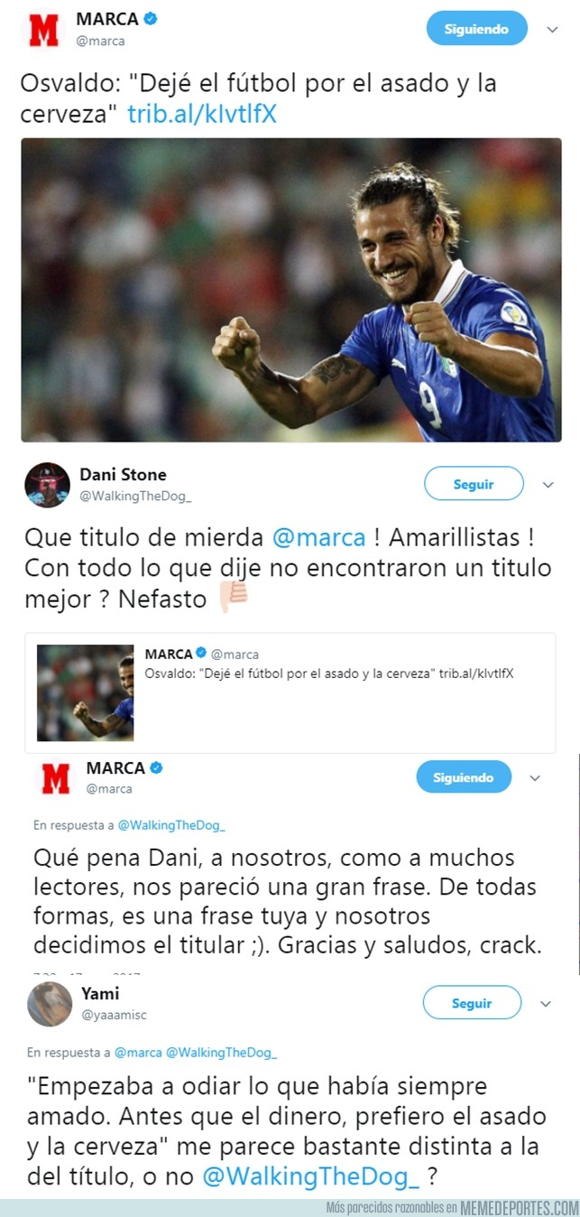 1008074 - Marca y Osvaldo se pelean en Twitter, después de que Marca manipule un titular a su antojo