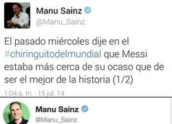 Enlace a Manu Sainz sigue esperando el declive de Messi