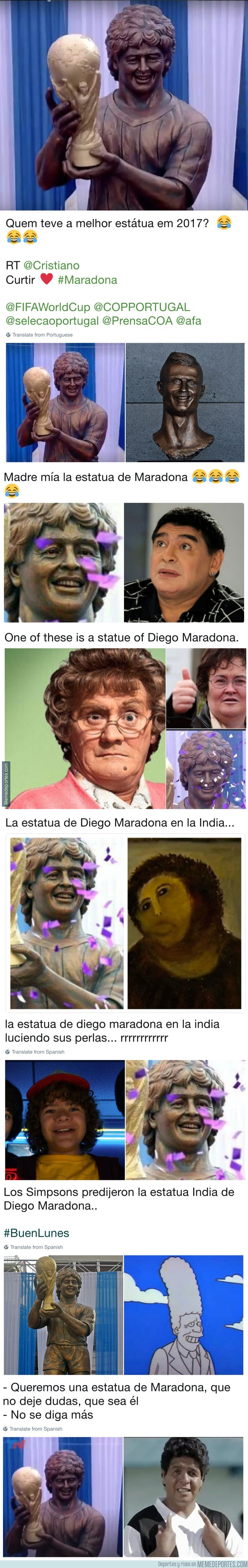 1011774 - Desvelan una estatua ridícula de Maradona y twitter la destroza a memes