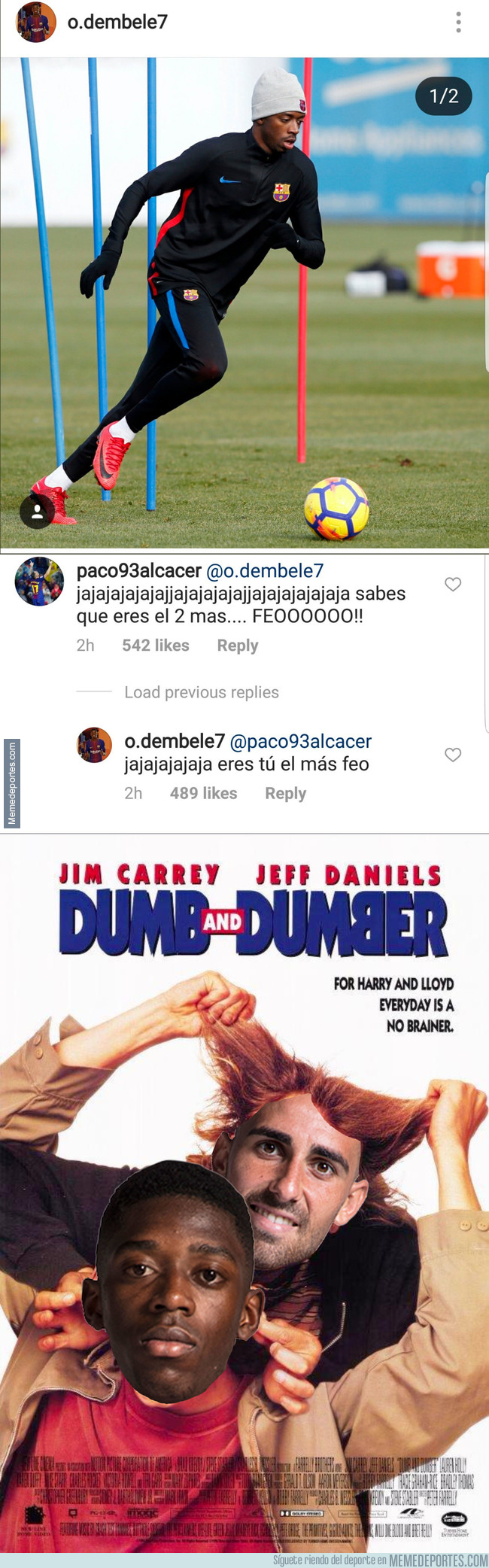 1012870 - Dembele y Alcácer discutiendo en instagram sobre quién es más feo