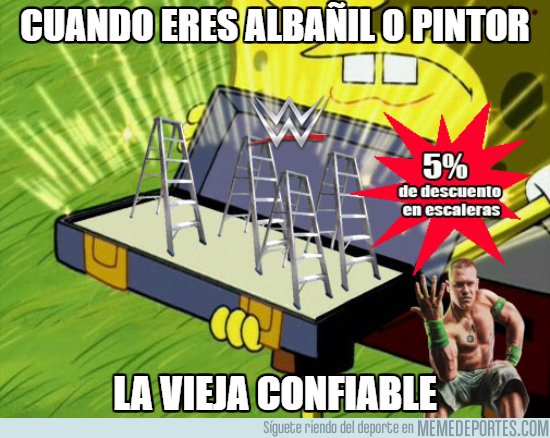 1014541 - La vieja confiable si eres albañil, la WWE te sacará de pobre con las escaleras