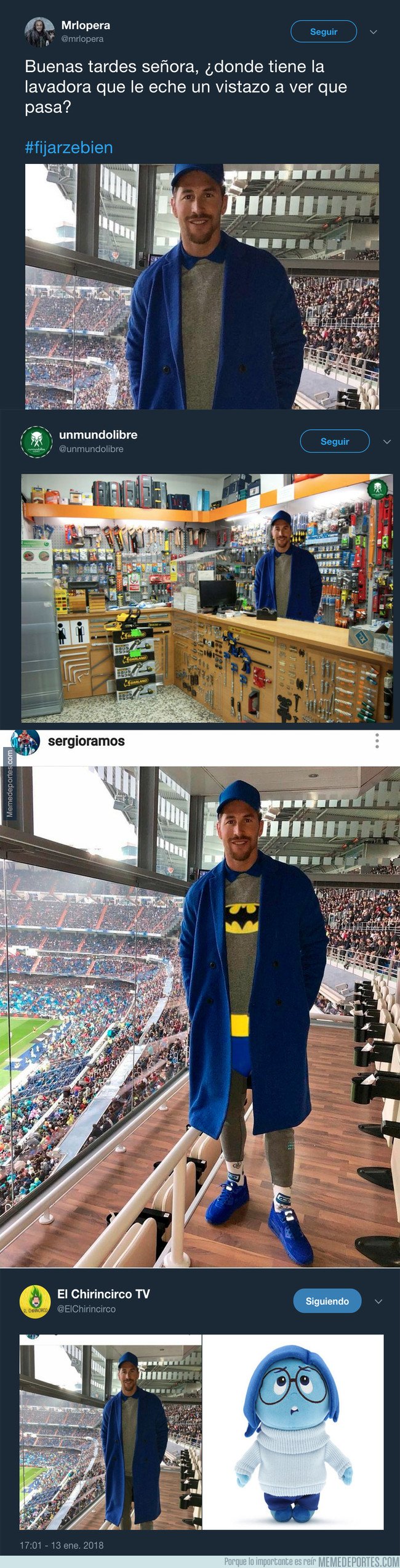 1016134 - Sergio Ramos acude al Bernabéu con este peculiar 'look' y todo internet se ríe de él