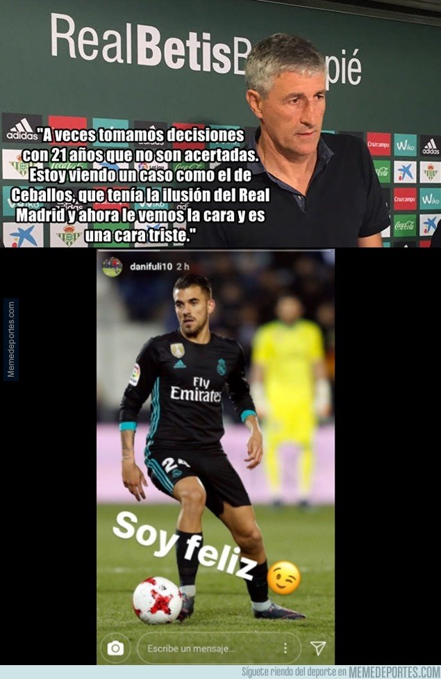 1017171 - Setién dice que Ceballos está triste en el Madrid, y él le responde así en Instagram