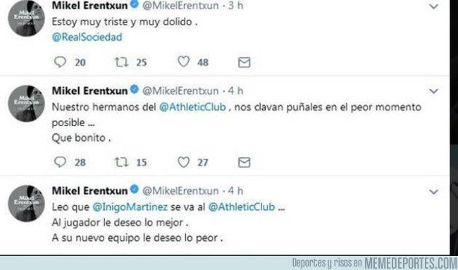 1019116 - La rajada (con arrepentimiento) de Mikel Erentxun contra el Athletic Club por el fichaje de Íñigo Martínez