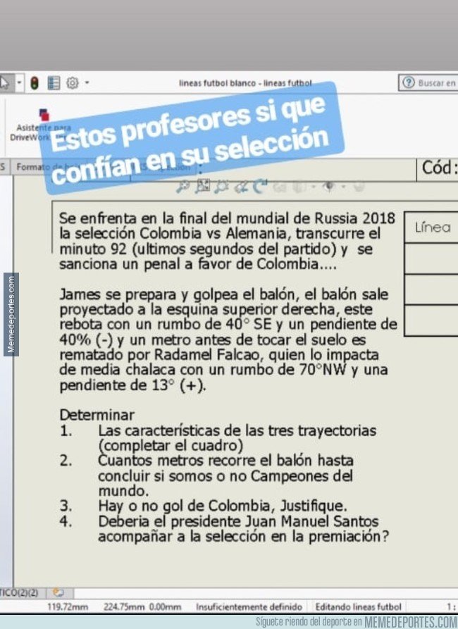 1030690 - Los colombianos tienen tanto hype por el Mundial que hasta los exámenes de de física están basados en él