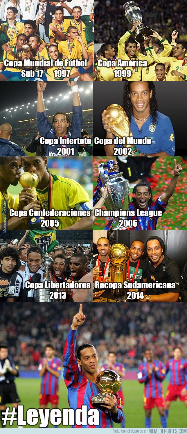 1030843 - Ronaldinho, el único jugador que ha conquistado los trofeos más importantes del planeta