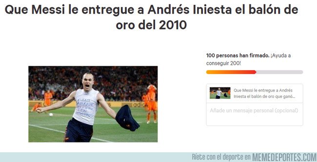 1031684 - Crean un change.org para pedir que Messi entregue el balón de oro del 2010 a Iniesta, ¿tú qué opinas?