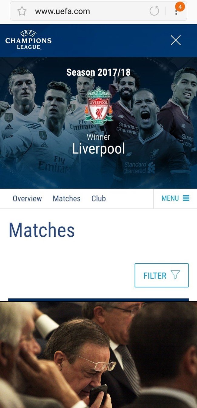 1032805 - La página de la UEFA declara al Liverpool campeón en su página tras un error