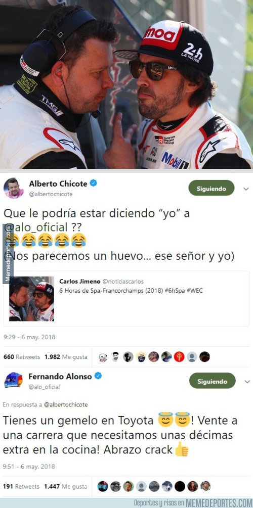 1032916 - La genial conversación de Chicote y Fernando Alonso al encontrar un doble suyo en Toyota