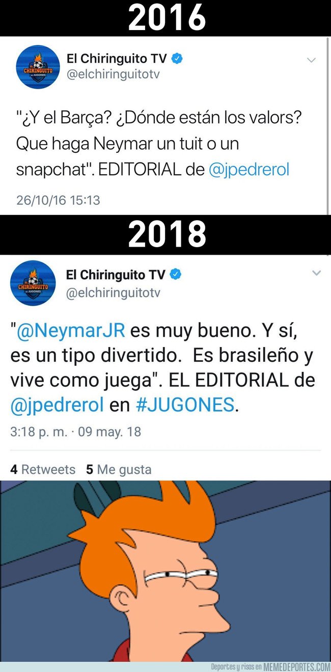 1033314 - El Chiringuito cambia totalmente su opinión sobre Neymar en solo 2 años. ¿Casualidad? No lo creo