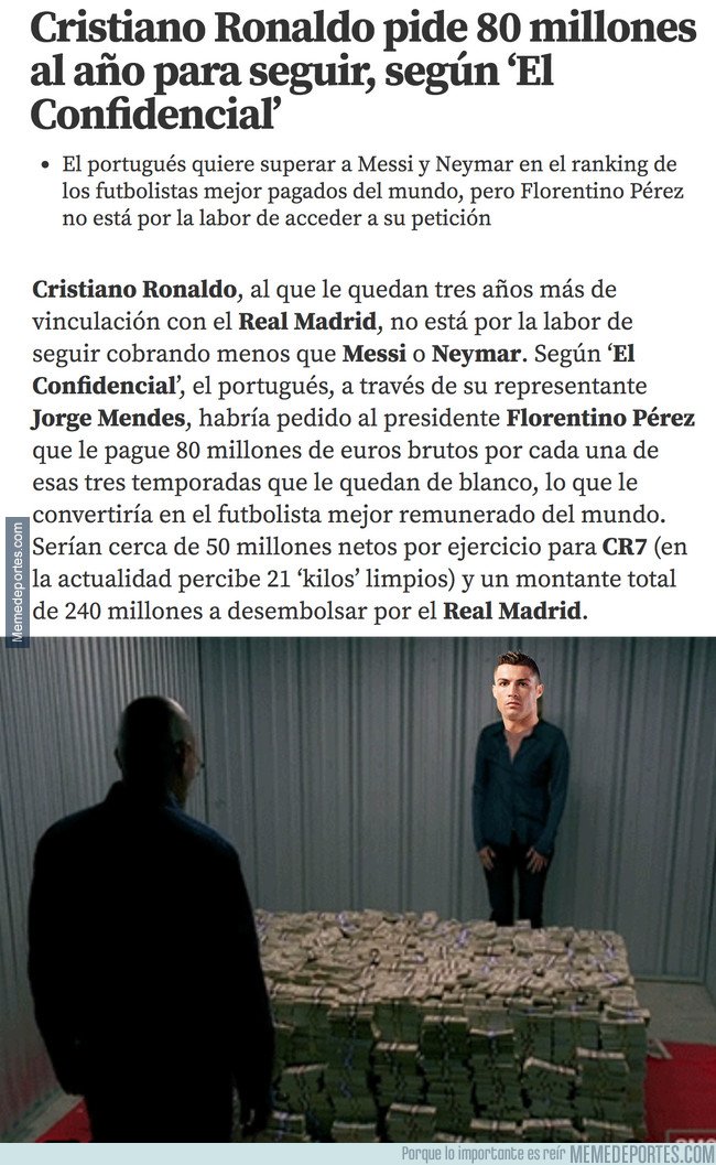 1036338 - Este es el pastizal que quiere cobrar Cristiano Ronaldo para seguir en el Real Madrid