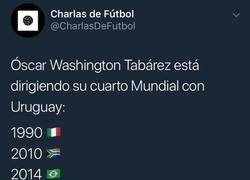 Enlace a Óscar Washington Tabárez está dirigiendo su cuarto Mundial con Uruguay