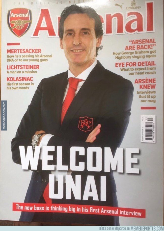 1040152 - La curiosa portada de la revista del Arsenal presentando a Unai Emery