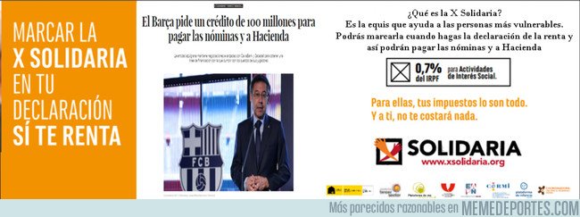 1045657 - El Barça pide un crédito para pagar hacienda, marca la casilla solidaria 0,7 para el Barça.