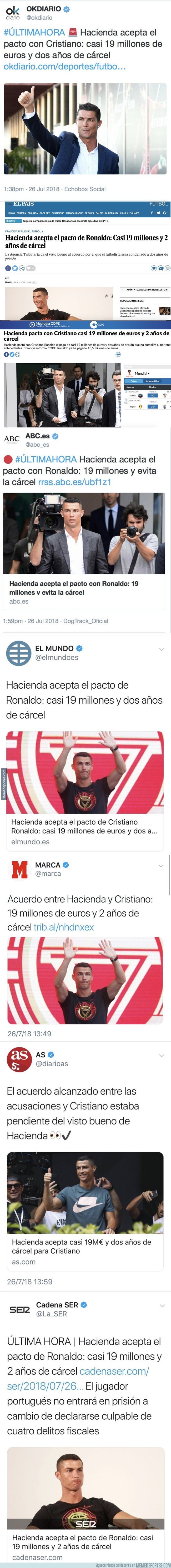 1046242 - Ya es mala suerte que estos medios no tengan fotos de Cristiano con la camiseta del Madrid, vía @ElChirincirco