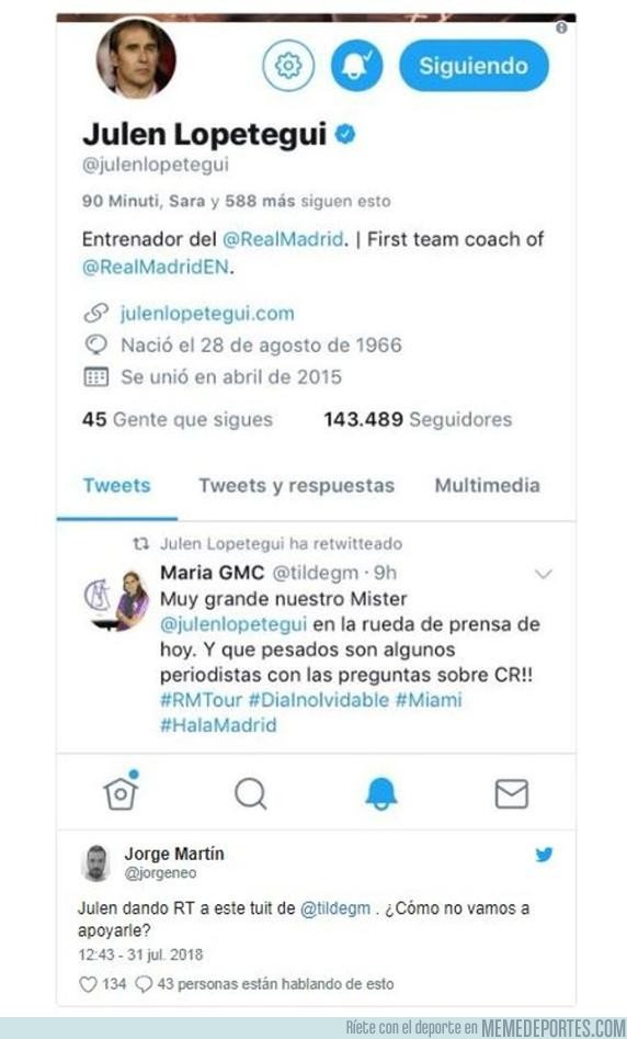 1046650 - El polémico tuit que causó el cierre de las redes sociales de Lopetegui