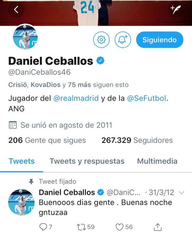 1047647 - Dani Ceballos acepta su pasado y fija en su perfil un tweet de los suyos