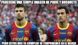 Enlace a Piqué y Busquets ya tienen una década como azulgranas