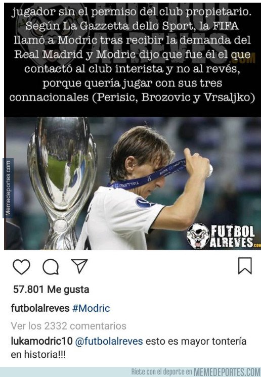 1048226 - Modric desmiente en Instagram que se ofreciera al Inter,  a la cueva haters