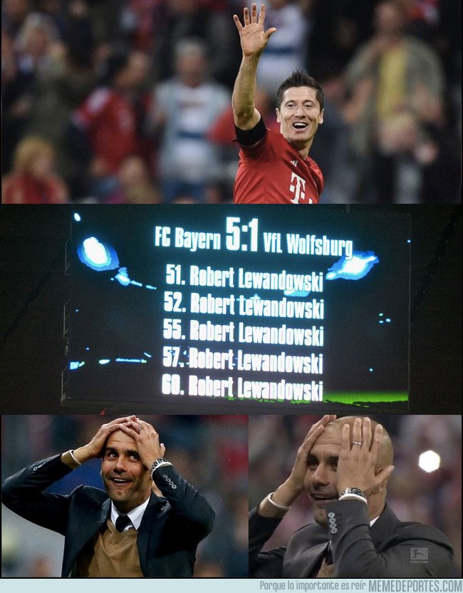 1051102 - Hace 3 años, Lewandowski les endosó 5 goles en 9 minutos al Wolfsburg