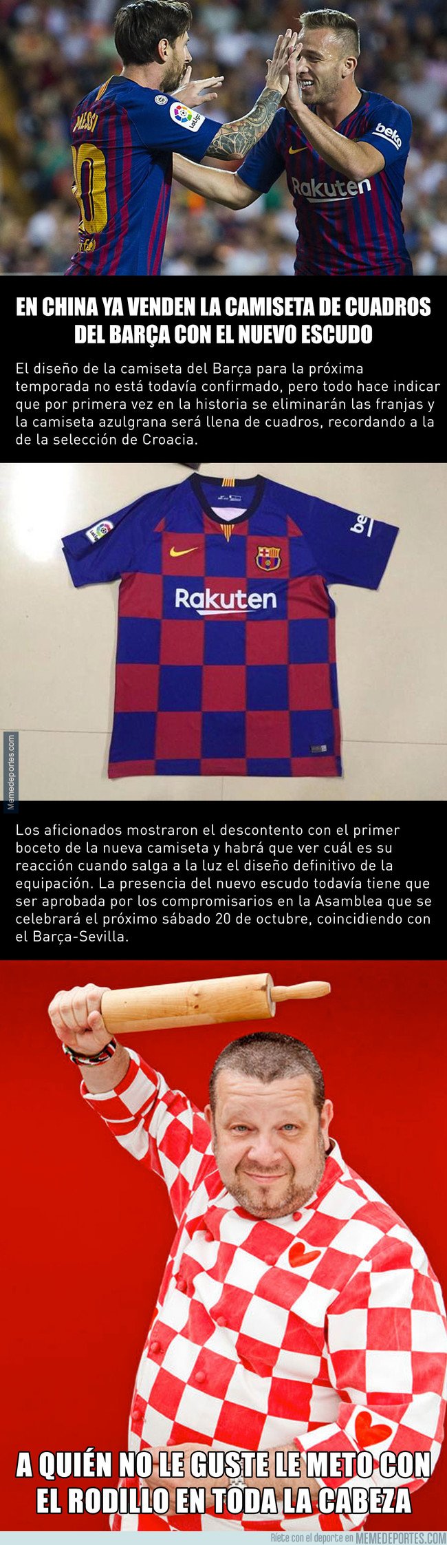 1052939 - En China ya venden la camiseta de cuadros del Barça del año que viene y encima con el nuevo escudo