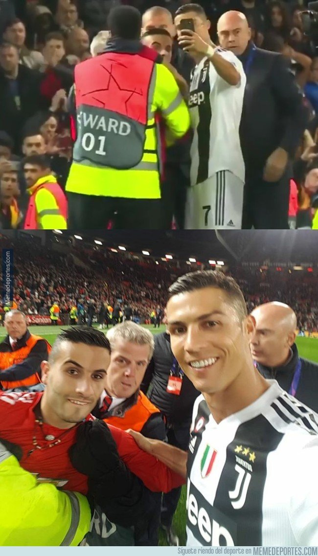 1054249 - Este es el resultado del selfie que Cristiano se hizo con un espontáneo en Old Trafford