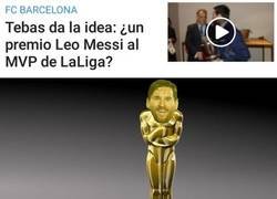Enlace a Otro diseño del 'Premio Leo Messi' que propone Tebas