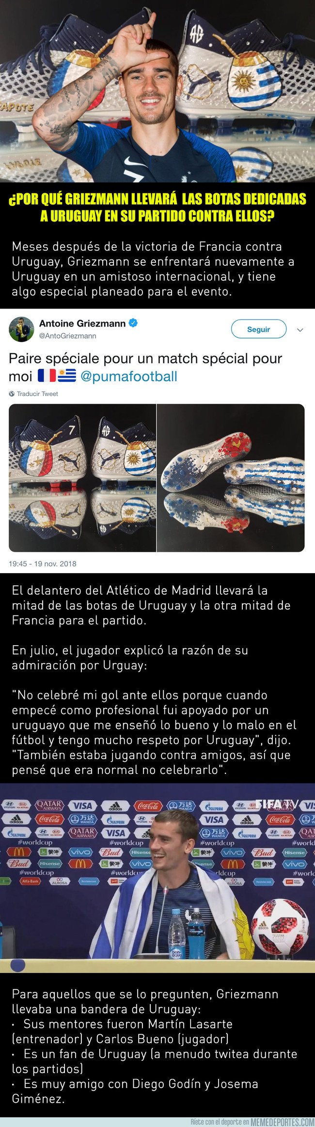 1056717 - ¿Por qué Griezmann llevará las botas dedicadas a Uruguay en su partido contra ellos?