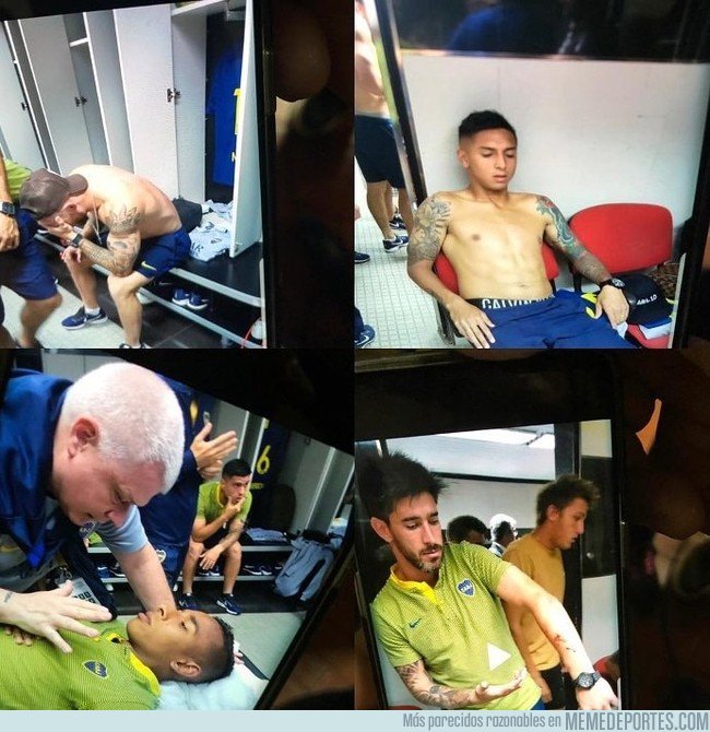 1057133 - El vestuario de Boca Juniors despues del ataque al bus del equipo
