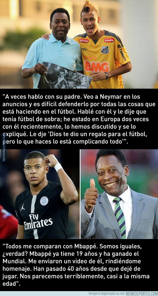 1058181 - Pelé raja de Neymar y alaba a Mbappé. Bien dicho