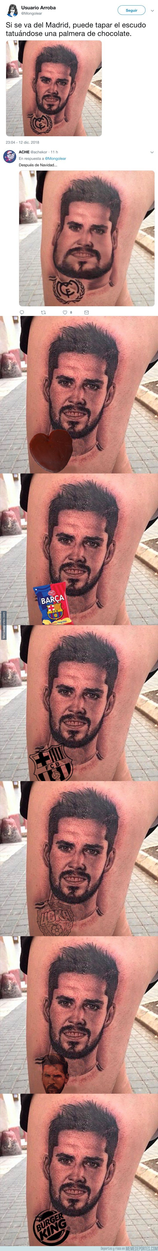 1058954 - Twitter da ideas de cómo quedaría este tatuaje de Isco si se va del Madrid