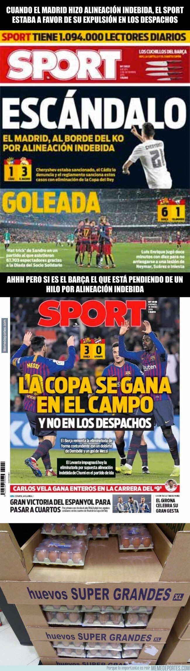 1061822 - El doble rasero de Sport si la alineación indebida es de Barça o de Madrid