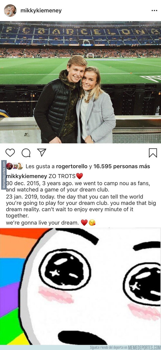 1062396 - La novia de De Jong cuelga en Instagram una foto que se hicieron en el Camp Nou en 2015 como aficionados...  