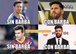 Enlace a Jugadores del Barça con y sin barba, por @deportes4parodia