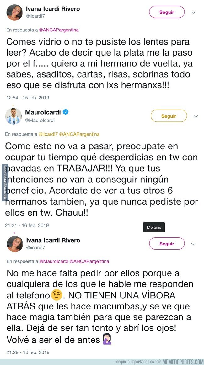 1064958 - El bestial pique entre Icardi y su hermana en Twitter
