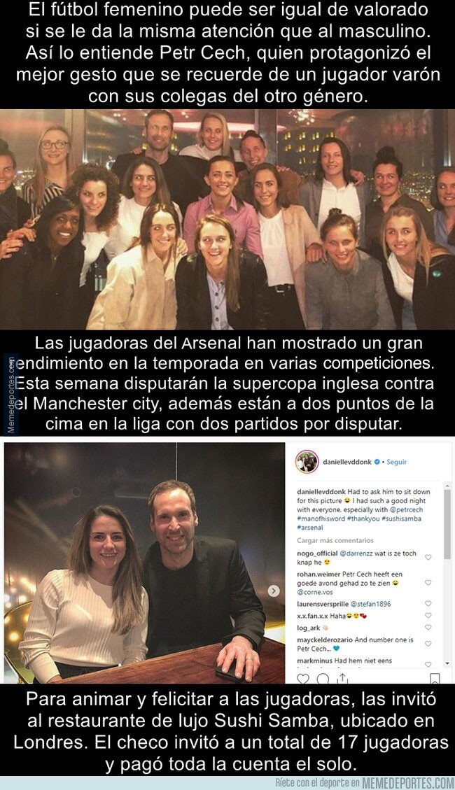 1065310 - El gran gesto que tuvo Petr Cech con las jugadoras del equipo femenino del Arsenal