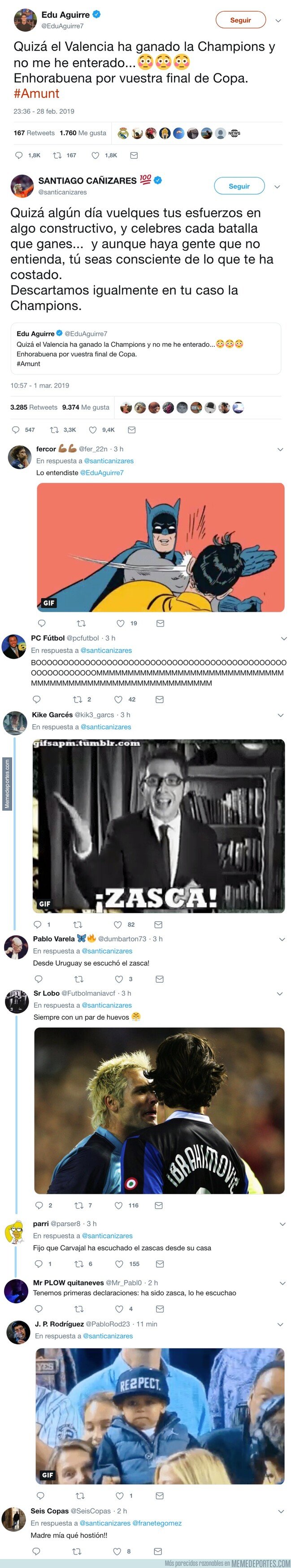 1066248 - Edu Aguirre se ríe del Valencia y Cañizares lo sienta en su sitio con este zasca