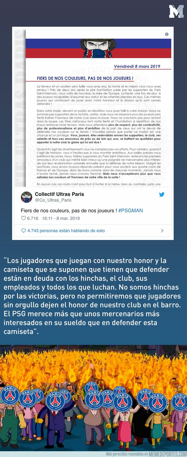 1067783 - El comunicado de los ultras del PSG a los futbolistas tras la eliminación:
