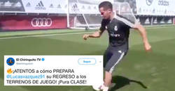 Enlace a Lucas Vázquez hace una lambretta a un muñeco y según el Chiringuito ya casi es balón de oro