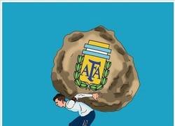 Enlace a Messi carga con una losa demasiado pesada, por @goalenespanol