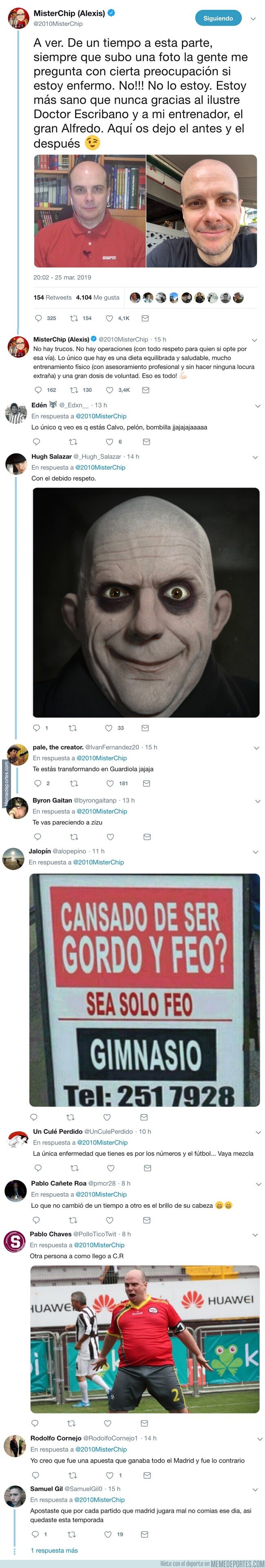 1069434 - MrChip publica foto de su antes y su después y lo funden a comentarios