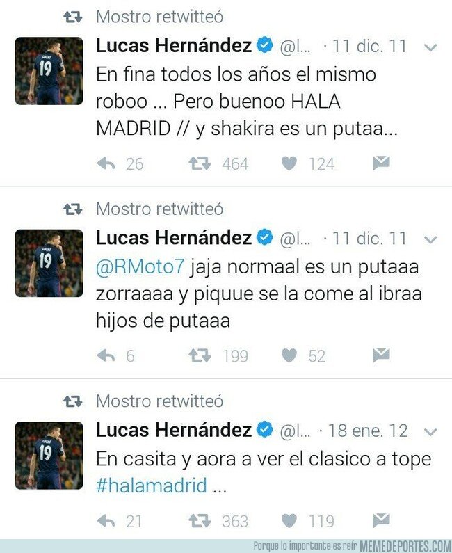 1069664 - Buen momento para recordar estos tweets antiguos de Lucas Hernández