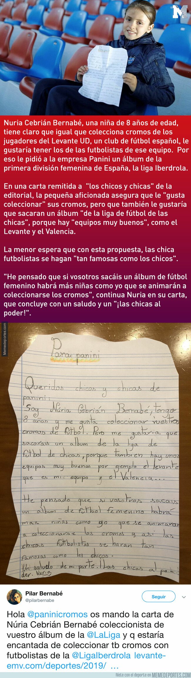 1070059 - Una niña de 8 años le escribió a Panini para que haga un álbum de cromos de fútbol femenino