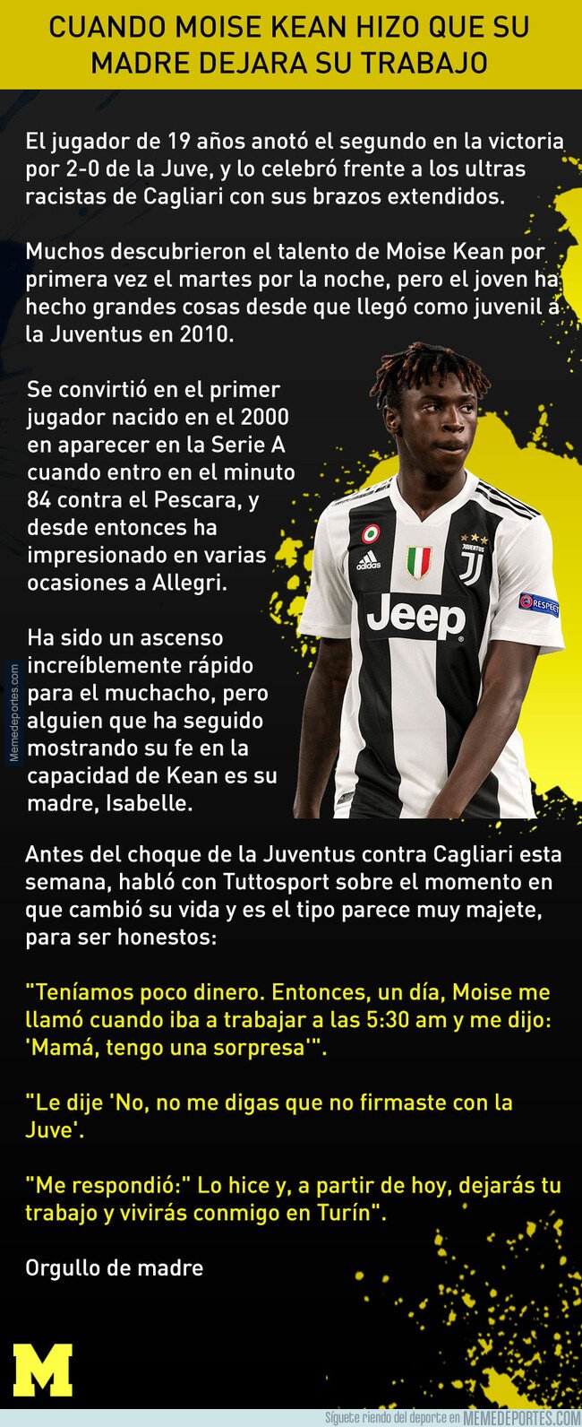 1070327 - Cuando Moise Kean hizo que su madre dejara su trabajo con esta frase