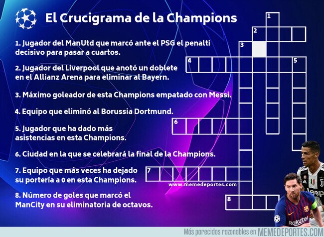 1070473 - Hasta que lleguen los cuartos, puedes entretenerte con El Crucigrama de la Champions
